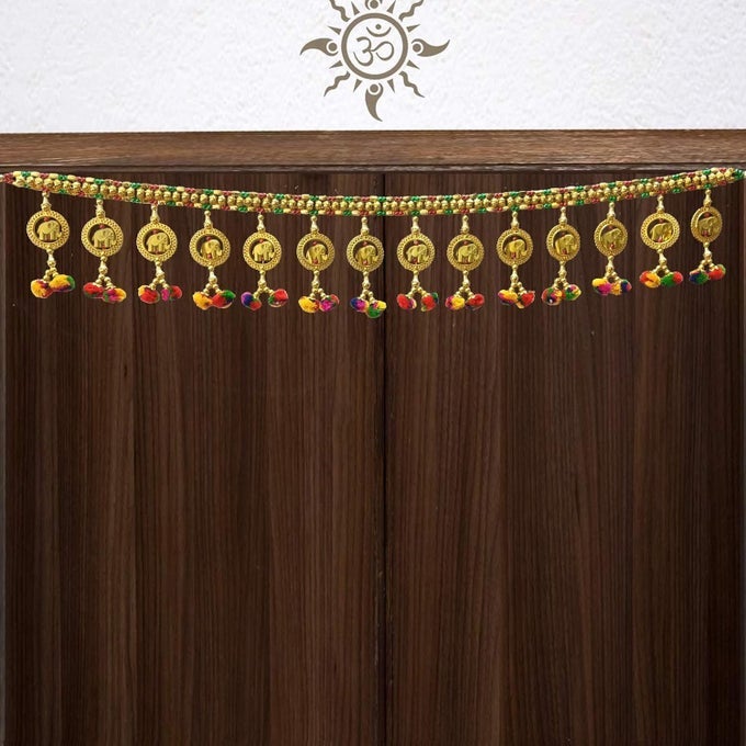 HANDMADE ELEPHANT HOME DECOR DOOR TORAN FOR HOME HANGINGS DECORATION AND OFFICE DECORATION MULTI COLOUR 3 FT BANDARWAL TORAN 37 INCHES