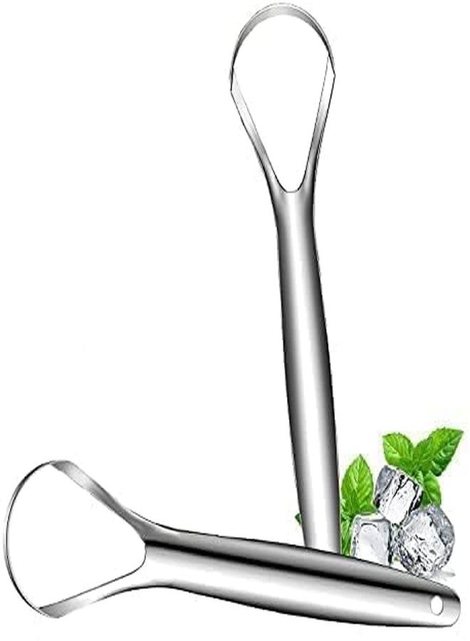 (Pack of 2) Stainless Steel Baby Tongue Cleaner & Scraper for Bad Breath | Medical Grade Tongue Scrapers for Adults & Kids | Portable, Travel-Friendly Oral Hygiene Tool for Fresher Breath - Image 1