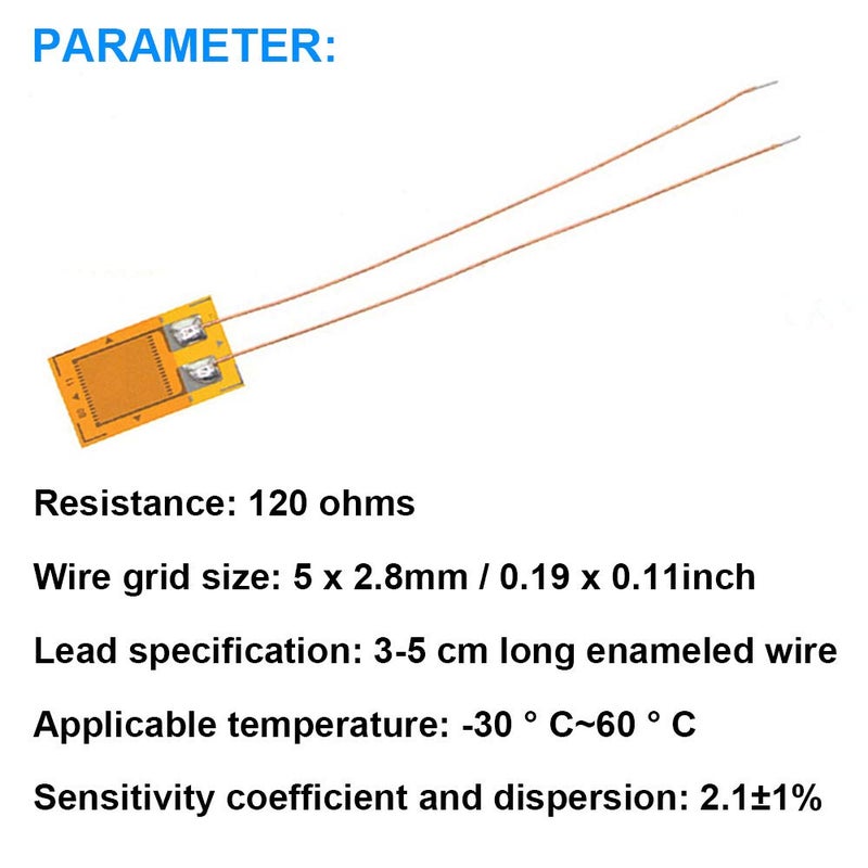 DOUKI 10PCS BE120-5AA 120ohm High-Precision Pressure Resistance Strain Gauge Foil Strain Gauge for Pressure Sensor, Load Cell - Image 2