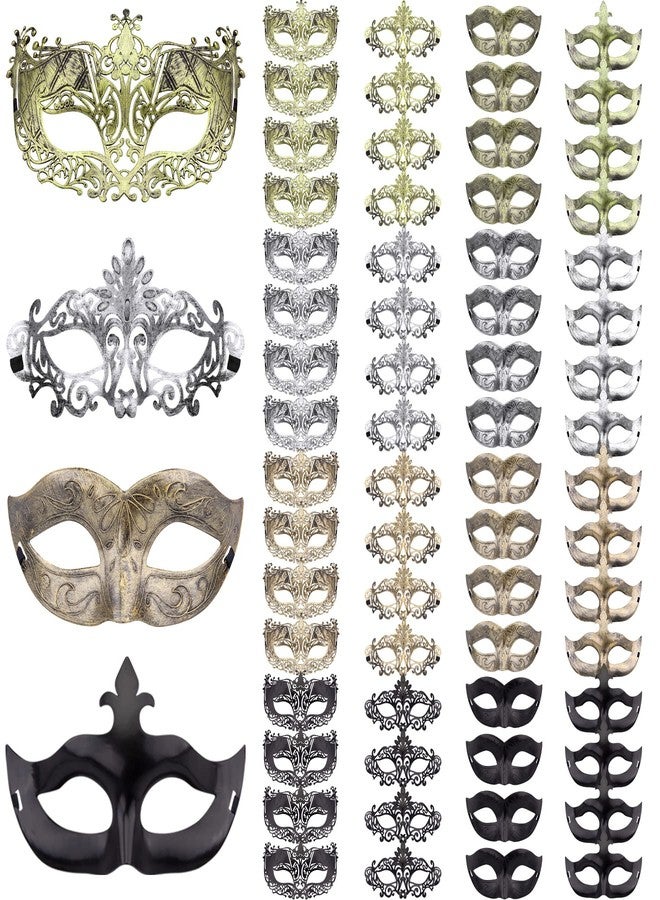 FEQO 64 Pieces Masquerade Masks Vintage Antique Venetian Masks Eye Mask for Masquerade Party Festival Canival Mardi Gras - Image 1