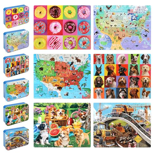 LELEMON Puzzles for Kids Ages 466 Pack 100 Piece Puzzles for Kids Ages 48 in a Metal BoxEducational Jigsaw Puzzles Puzzle Games Puzzle Toys for Girls and Boys - Image 1