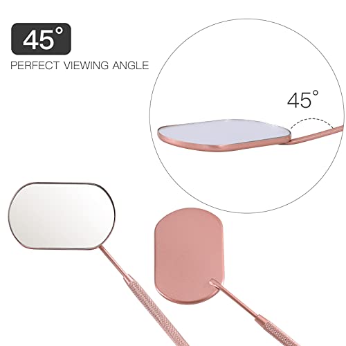 Pretty memory Lash Mirror, 2.2Inches Stainless Steel Makeup Eyelash Mirror, Eyelash Extensions Accessories Supplies, Lash Tech Must Haves (Rose Gold) - Image 5