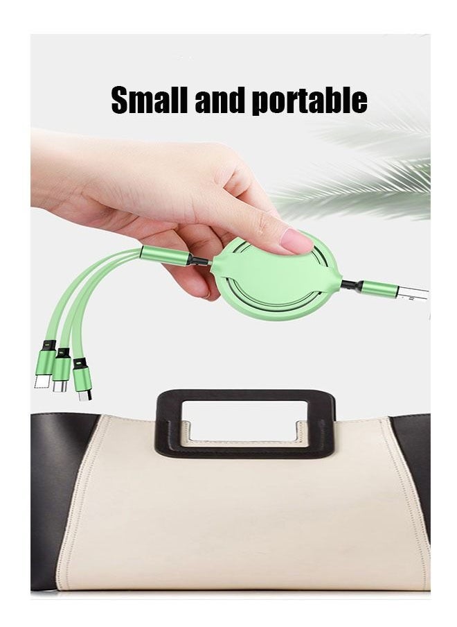 Generic - 3 In 1 USB Charging Cable Support Fast Charge Line Green - Image 1