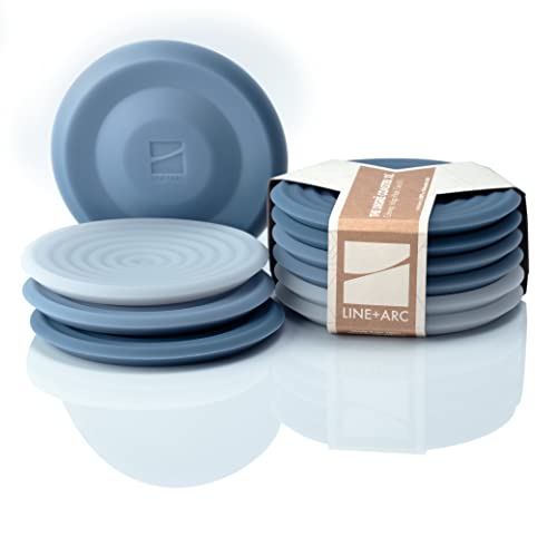 The Degr Coasters XL Indigo Wash Set of 6 by LINEARC 10mm Thick Dishwasher Safe StainResistant Outdoor Coffee Table Silicone Modern Mid Century Drink NonAbsorbent Housewarming Gift