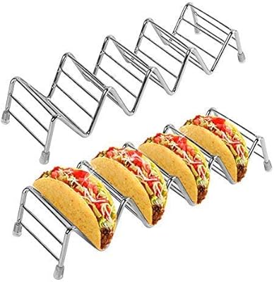 Ejoyous Ejoyous 4 Pack Taco Holder Space for 16 to 20 Tacos, Stainless Steel Rustproof Taco Stand Rack Holds Up to 4-5 Tacos  - Image 1