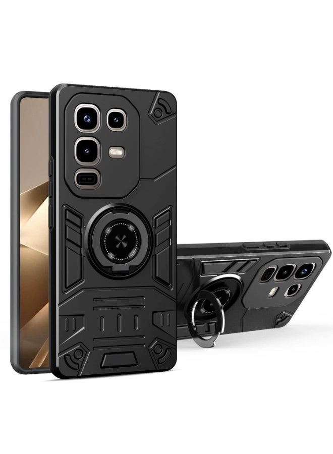 Ring Holder Kickstand Case for Infinix Note 50 Pro 4G – Dual-Layer PC+TPU Protection, 360° Metal Ring Stand, Car-Mount Compatible Raised Camera Bezel - Image 1