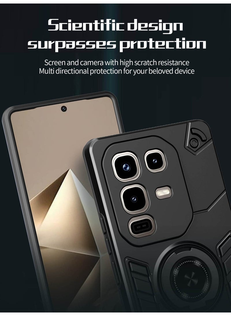 Ring Holder Kickstand Case for Infinix Note 50 Pro 4G – Dual-Layer PC+TPU Protection, 360° Metal Ring Stand, Car-Mount Compatible Raised Camera Bezel - Image 4