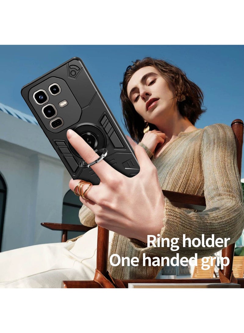 Ring Holder Kickstand Case for Infinix Note 50 Pro 4G – Dual-Layer PC+TPU Protection, 360° Metal Ring Stand, Car-Mount Compatible Raised Camera Bezel - Image 5