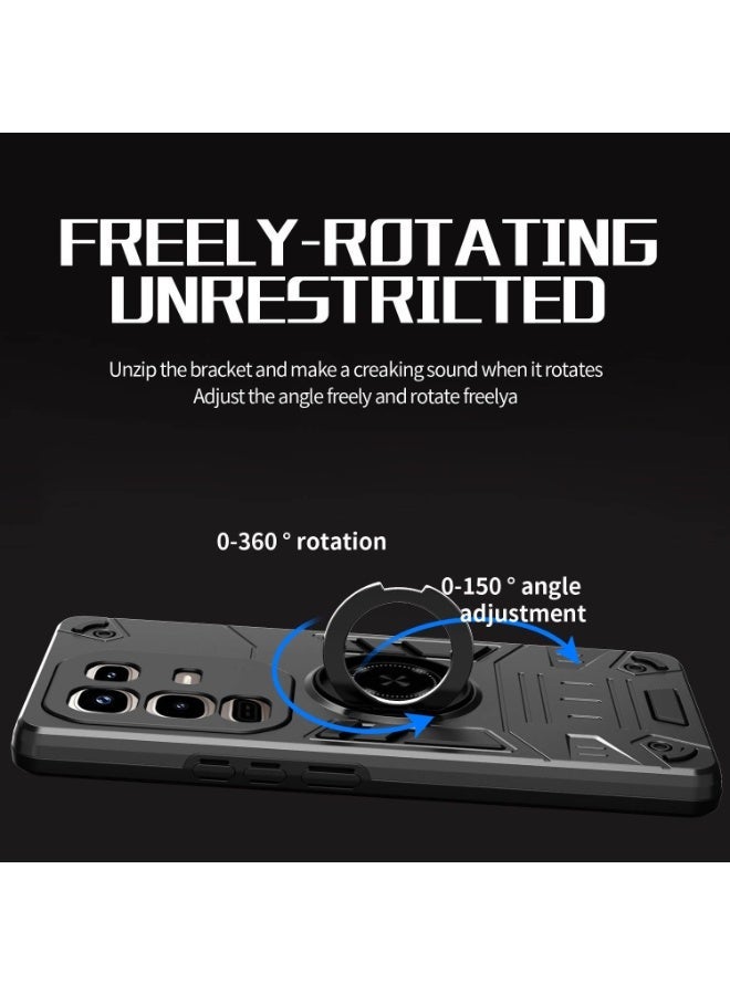 Ring Holder Kickstand Case for Infinix Note 50 Pro 4G – Dual-Layer PC+TPU Protection, 360° Metal Ring Stand, Car-Mount Compatible Raised Camera Bezel - Image 3