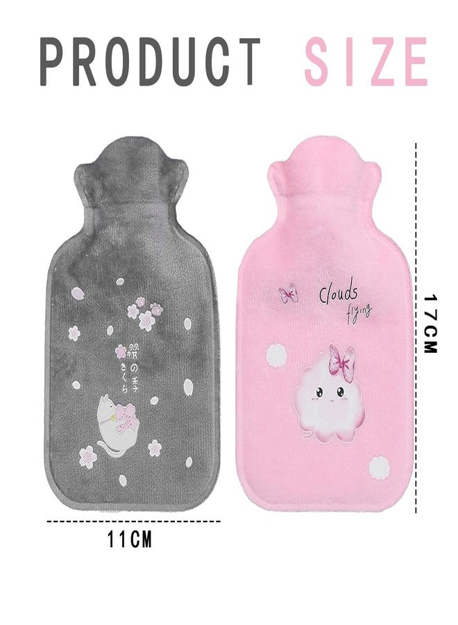 Vihaanta 2PCS Cute Hot Water Bag, Mini Hot Water Bag, Soft Plush Design with Two Color Options for Personal Warmth, Portable Size for Indoor and Outdoor Use, Pink and Grey - Image 2