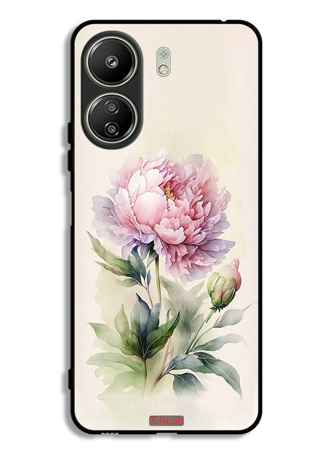 Tolwak Xiaomi Redmi 13C Protective Case Cover Watercolor Rose Paint Art - Image 1