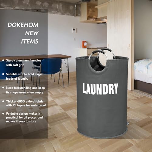 DOKEHOM 160L XX-Large Laundry Basket (7 Colors), Collapsible Laundry Bag, Foldable Laundry Hamper, Folding Washing Bin (Dark Grey, XXL) - Image 2