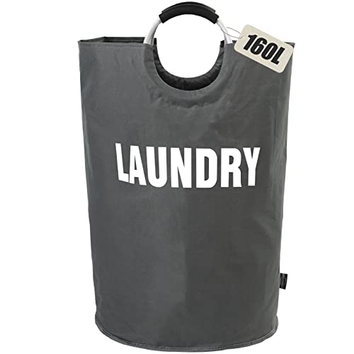 DOKEHOM 160L XX-Large Laundry Basket (7 Colors), Collapsible Laundry Bag, Foldable Laundry Hamper, Folding Washing Bin (Dark Grey, XXL) - Image 1