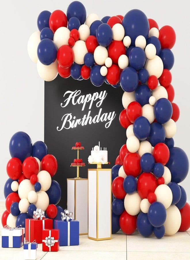 LUDEOU Red Blue Balloon Garland Arch Kit, Navy Dark Blue, Red Balloons Blush Neutral Balloons for Birthday Wedding Anniversary Graduation Baby Shower Party Decorations - Image 1