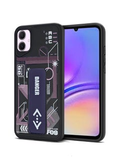 Techie Aesthetic Fashion Silicone Back Case Cover with Magnetic Hand Grip & Kickstand for Samsung Galaxy A05 – Black/Purple  - Image 1
