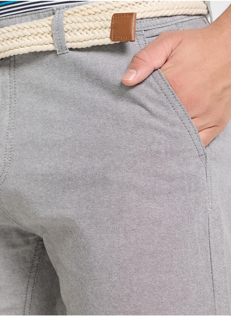 BRAVE SOUL Shorts With Belt Turn Up Hem