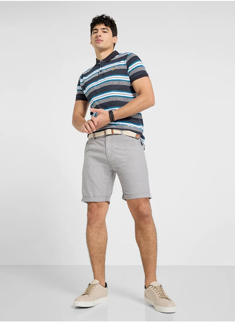BRAVE SOUL Shorts With Belt Turn Up Hem