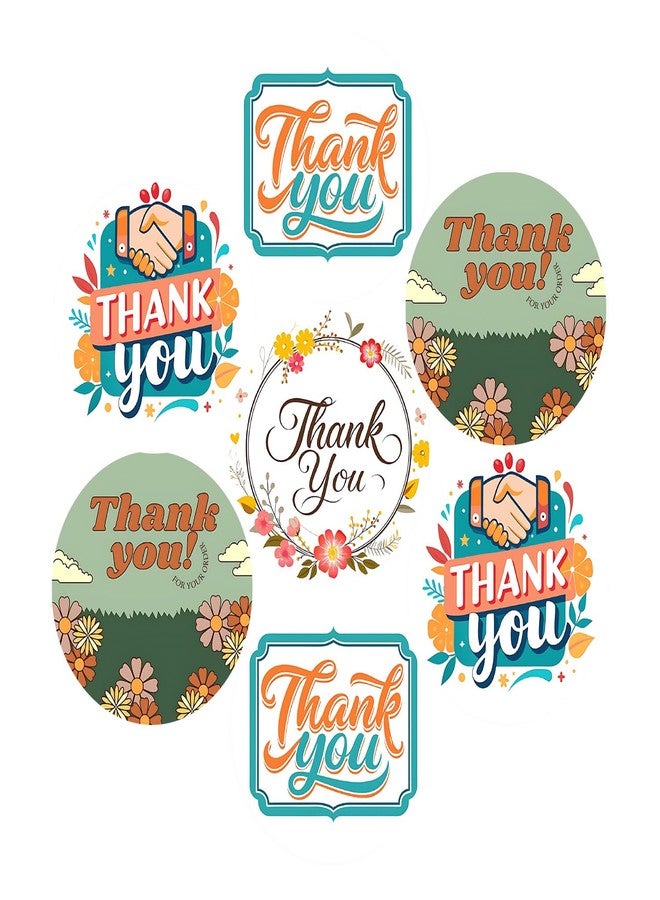 SLGIFT Vinyl Thank You Theme Sticker, Self-Adhesive Vinyl Stickers, 40 Pieces, 2 x 2 Inches Round Sticker, 4 Unique Designs, R119 - Image 1