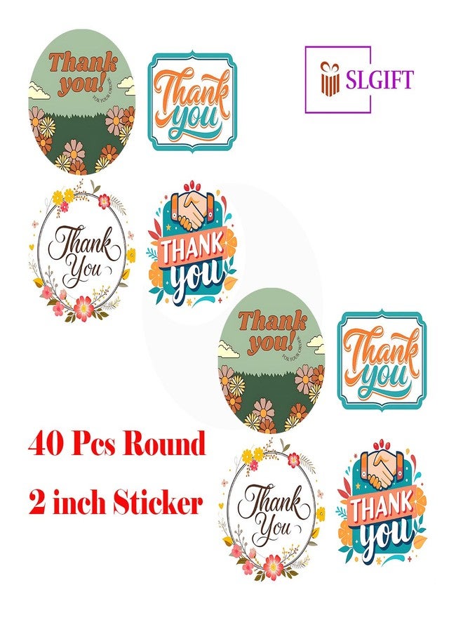 SLGIFT Vinyl Thank You Theme Sticker, Self-Adhesive Vinyl Stickers, 40 Pieces, 2 x 2 Inches Round Sticker, 4 Unique Designs, R119 - Image 4