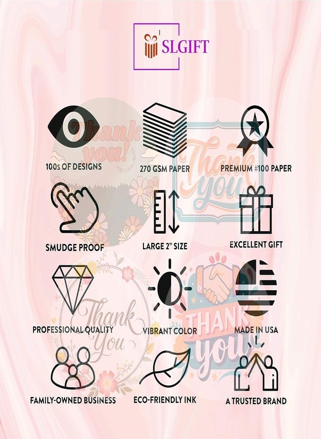 SLGIFT Vinyl Thank You Theme Sticker, Self-Adhesive Vinyl Stickers, 40 Pieces, 2 x 2 Inches Round Sticker, 4 Unique Designs, R119 - Image 5