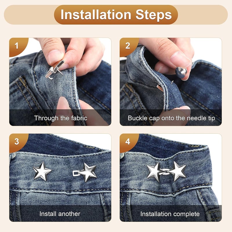 Adjustable and reusable seamless metal waist clip with 12 star buckles - Image 3