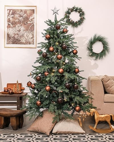 DN DECONATION Brown Glass Christmas Ball Ornaments, Set of 9, 3' Hanging Christmas Baubles for Xmas Tree Decoration, Wedding Party Gift - Image 2