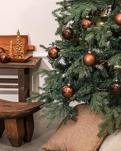 DN DECONATION Brown Glass Christmas Ball Ornaments, Set of 9, 3' Hanging Christmas Baubles for Xmas Tree Decoration, Wedding Party Gift - Image 3