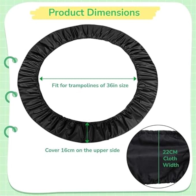 rayihni Mini Trampoline Spring Cover 36 Inch Small Trampoline Replacement Pad 600D Thickened Oxford Cloth Easy to Installation Kid Trampoline Pad Parts for Indoor Fitness - Image 3