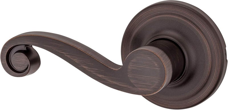 Kwikset Lido Dummy Door Handle Single Sided Lever for Closets French Double Doors and Pantry Venetian Bronze NonTurning Left Handed Interior PushPull Lever with Microban Protection - Image 1