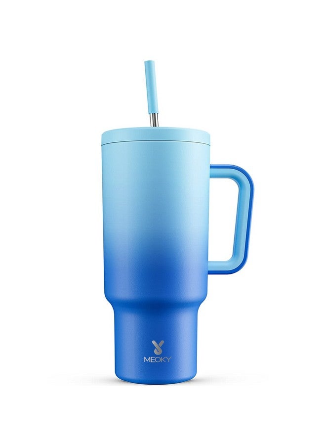 Meoky Meoky 40oz Tumbler with Handle, Leak-proof Lid and Straw, Insulated Coffee Mug Stainless Steel Travel Mug, Keeps Cold for 34 Hours or Hot for 10 Hours (Sky) - Image 1