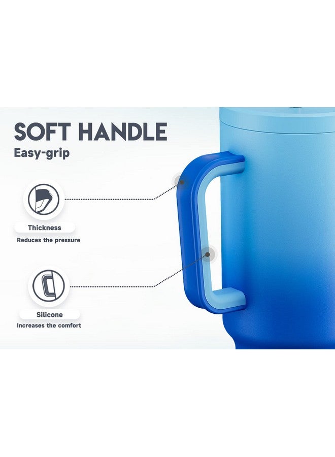 Meoky Meoky 40oz Tumbler with Handle, Leak-proof Lid and Straw, Insulated Coffee Mug Stainless Steel Travel Mug, Keeps Cold for 34 Hours or Hot for 10 Hours (Sky) - Image 3
