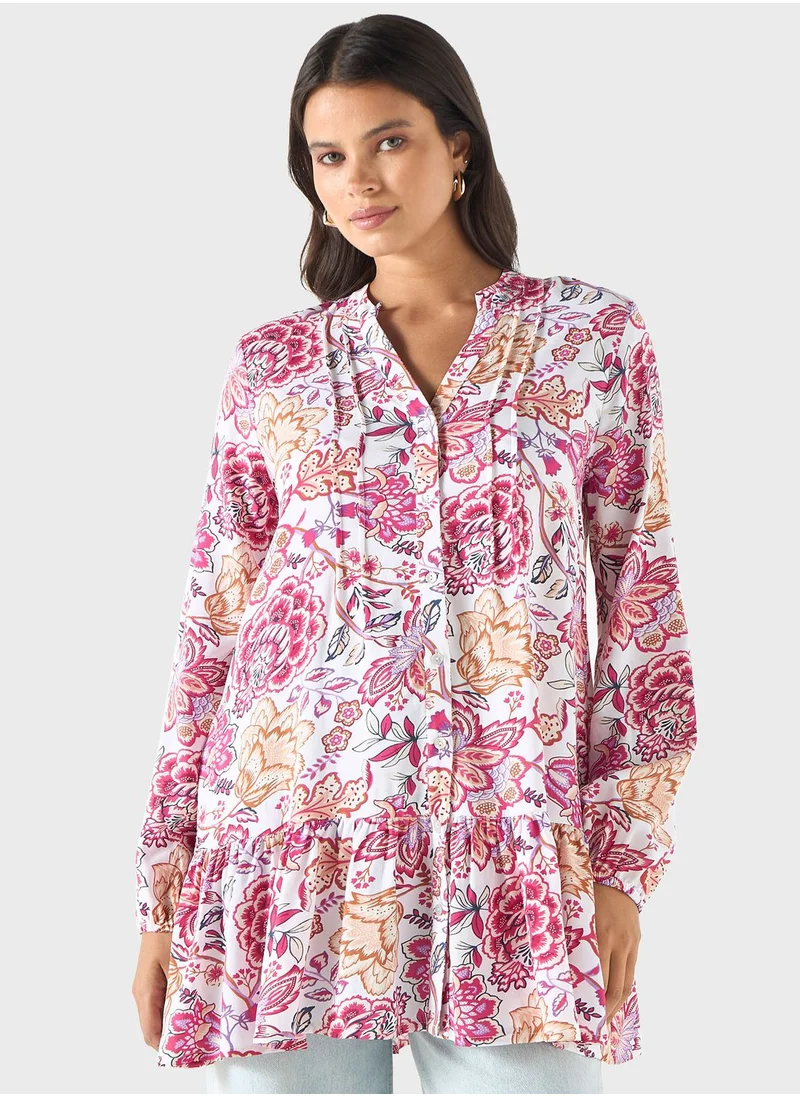 تواكستريمز Tiered Floral Print Tunic