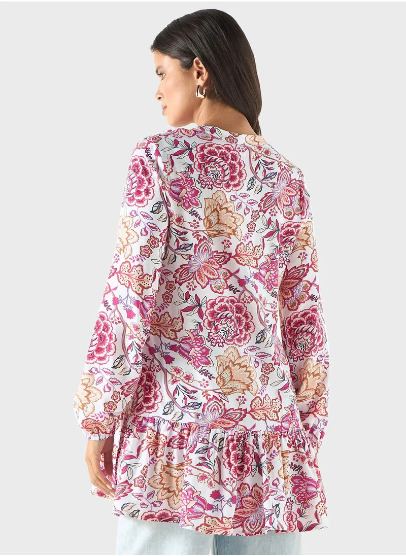 تواكستريمز Tiered Floral Print Tunic