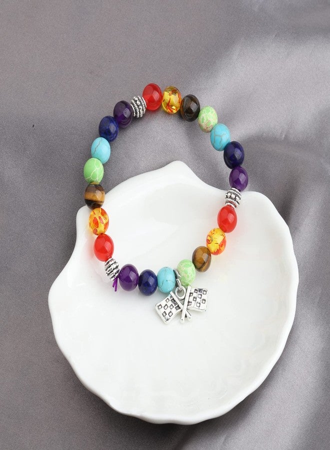 MYOSPARK Racing Bracelet With Flag Charm - Enthusiast Gift for Race Day and Drag Racing (Racing Bead BR) - Image 5