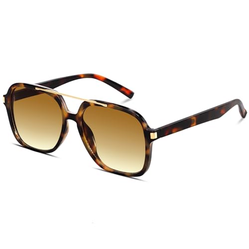 GUVIVI Retro Aviator Sunglasses for Women Men 2026 Square Top Bar Sun Glasses Sunnies 70s Lightweight Shades - Image 1