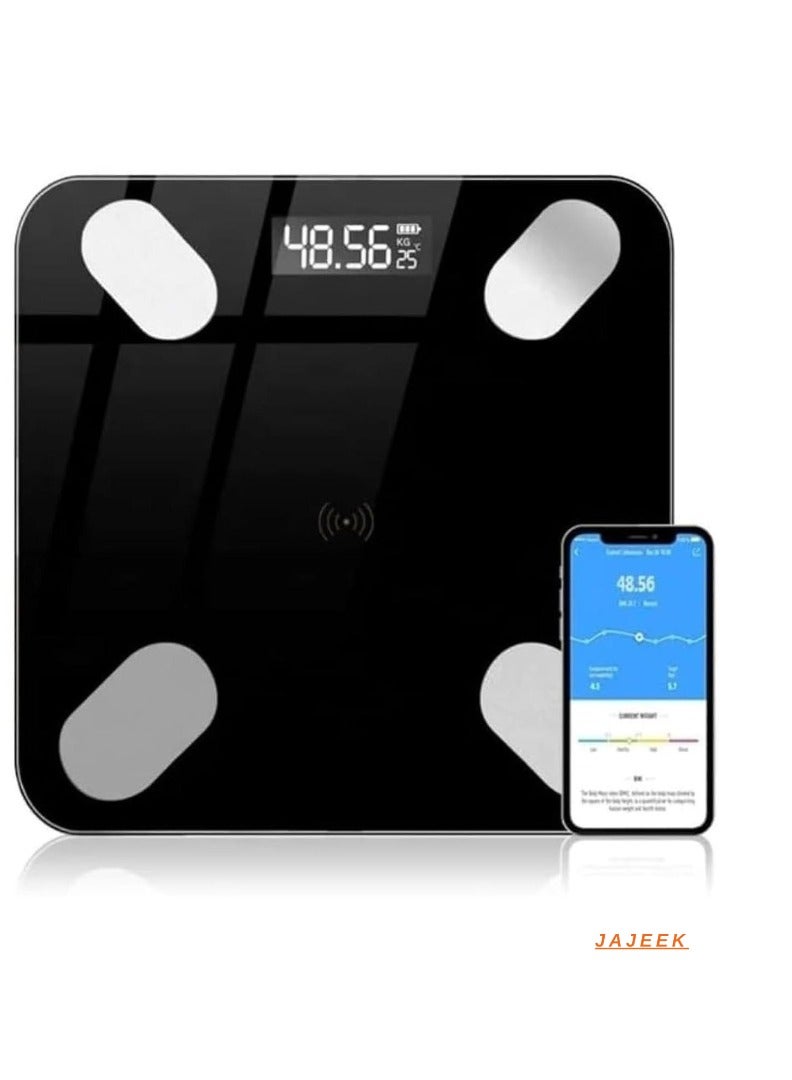 JAJEEK Smart Body Fat & Body Composition Scale | Bluetooth Electronic Weighing Scale with BMI Analyzer | Backlit LCD, Tempered Glass, Mobile App Sync for iOS & Android | 180KG Capacity – Ideal for Home Use & Health Monitoring  - Image 1