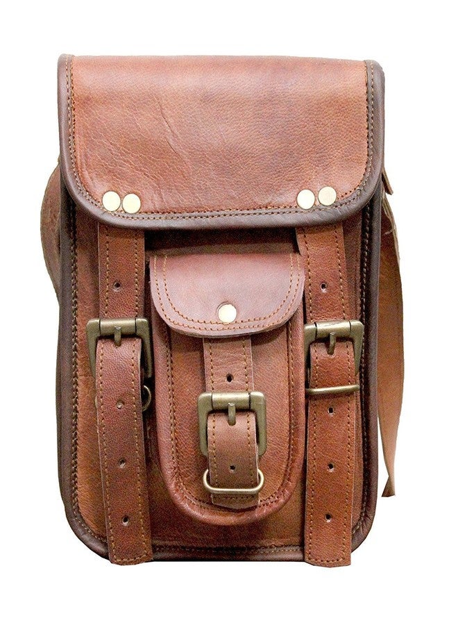 RSN Original Leather Messenger Bag, Office Bag, Sling Bag, Tablet Bag 9 Inches Brown - Image 1