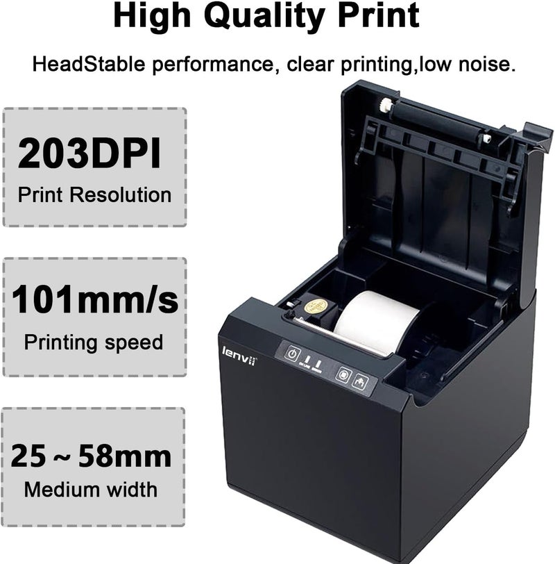 LENVII LV-275 58mm Thermal Label Printer | 2" High-Speed Barcode Maker (127mm/s) 203 DPI | USB Tags Sticker Machine Compatible Windows/Mac | Product Labels for Warehouse, Retail Stores & Amazon - Image 3