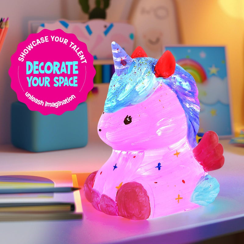 LAOESE Paint Your Own Unicorn Lamp Kit, Art Supplies Arts & Crafts Kit, Painting kit for Kids 6-12, Arts and Crafts for Kids Ages 8-12, Toys Girls Boy Birthday Gift Ages 3 4 5 6 7 8 9 10 11 12+ - Image 4