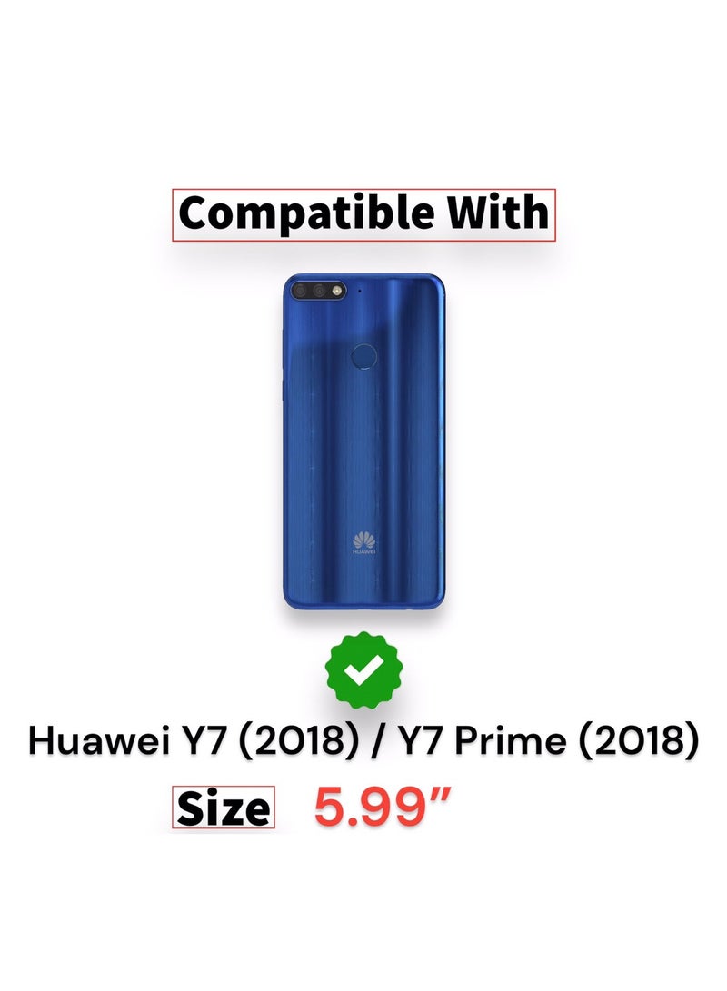جراب جلدي كامل قابل للطي مع فتحة للبطاقات، ومسند، وحزام إغلاق مغناطيسي، وغطاء داخلي من السيليكون ، وحماية فائقة، متوافق مع هاتف هواوي Y7/Y7 برايم (2018) (5.99 بوصة) (أسود) - Image 4
