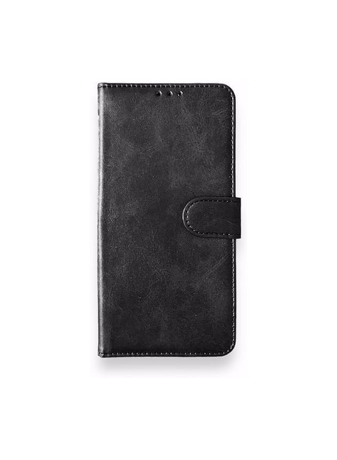 جراب جلدي كامل قابل للطي مع فتحة للبطاقات، ومسند، وحزام إغلاق مغناطيسي، وغطاء داخلي من السيليكون ، وحماية فائقة، متوافق مع هاتف هواوي Y7/Y7 برايم (2018) (5.99 بوصة) (أسود) - Image 1