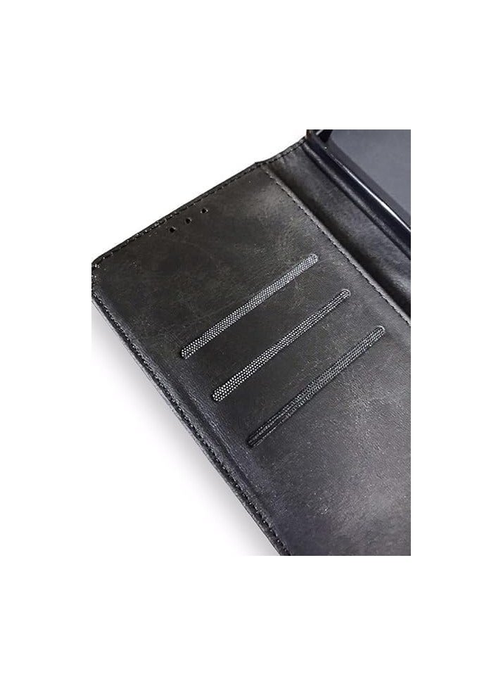 جراب جلدي كامل قابل للطي مع فتحة للبطاقات، ومسند، وحزام إغلاق مغناطيسي، وغطاء داخلي من السيليكون ، وحماية فائقة، متوافق مع هاتف هواوي Y7/Y7 برايم (2018) (5.99 بوصة) (أسود) - Image 2