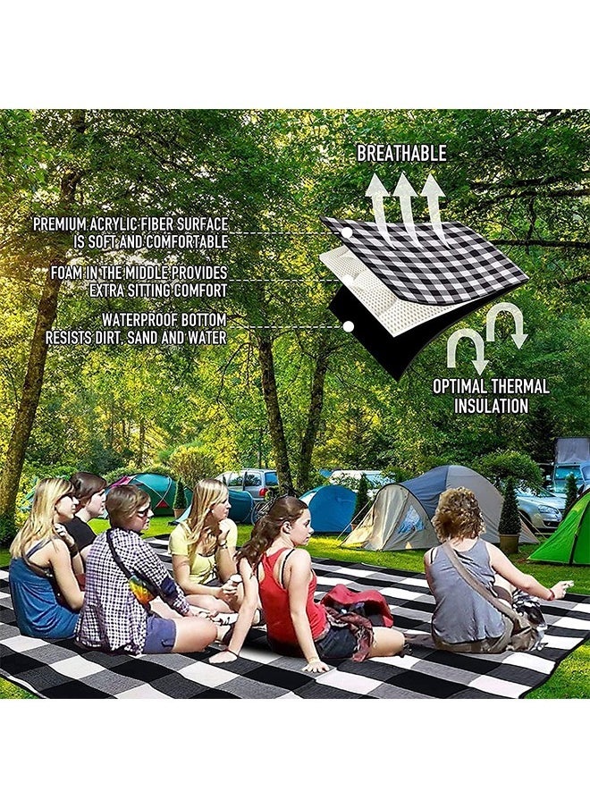 Arabest Portable Extra Large Picnic Blanket, Sand Proof and Waterproof, Lightweight and Foldable, Soft and Durable Outdoor Blanket for 6 to 8 Adults, For Beach, Grass, Indoors  - Image 2