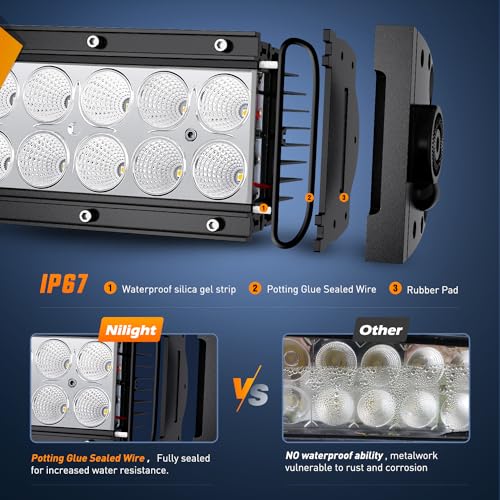 Nilight 42Inch 240W Spot Flood Combo Led Light Bar Off Road Driving Lights Boat Lights Fog Light 12V On/Off 5 Pin Rocker Switch Power 14AWG Wiring Harness Kit-1 Lead for Trucks,2 Years Warranty - Image 5