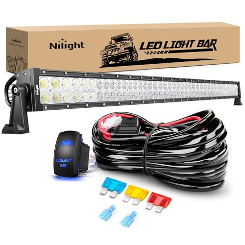 Nilight 42Inch 240W Spot Flood Combo Led Light Bar Off Road Driving Lights Boat Lights Fog Light 12V On/Off 5 Pin Rocker Switch Power 14AWG Wiring Harness Kit-1 Lead for Trucks,2 Years Warranty - Image 1