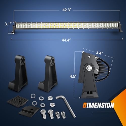 Nilight 42Inch 240W Spot Flood Combo Led Light Bar Off Road Driving Lights Boat Lights Fog Light 12V On/Off 5 Pin Rocker Switch Power 14AWG Wiring Harness Kit-1 Lead for Trucks,2 Years Warranty - Image 2