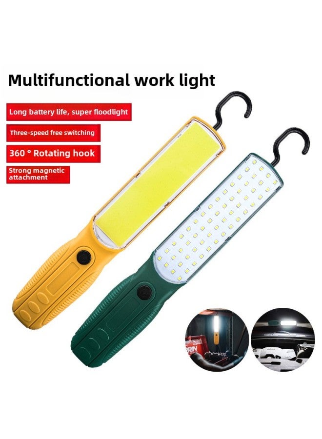 Multifunctional Work Light Long Endurance Portable Hook Back Magnetic Suction Rechargeable Outdoor Work Fill Light-Power:5859 Washboard Work Light (LED Version) Yellow - Image 1