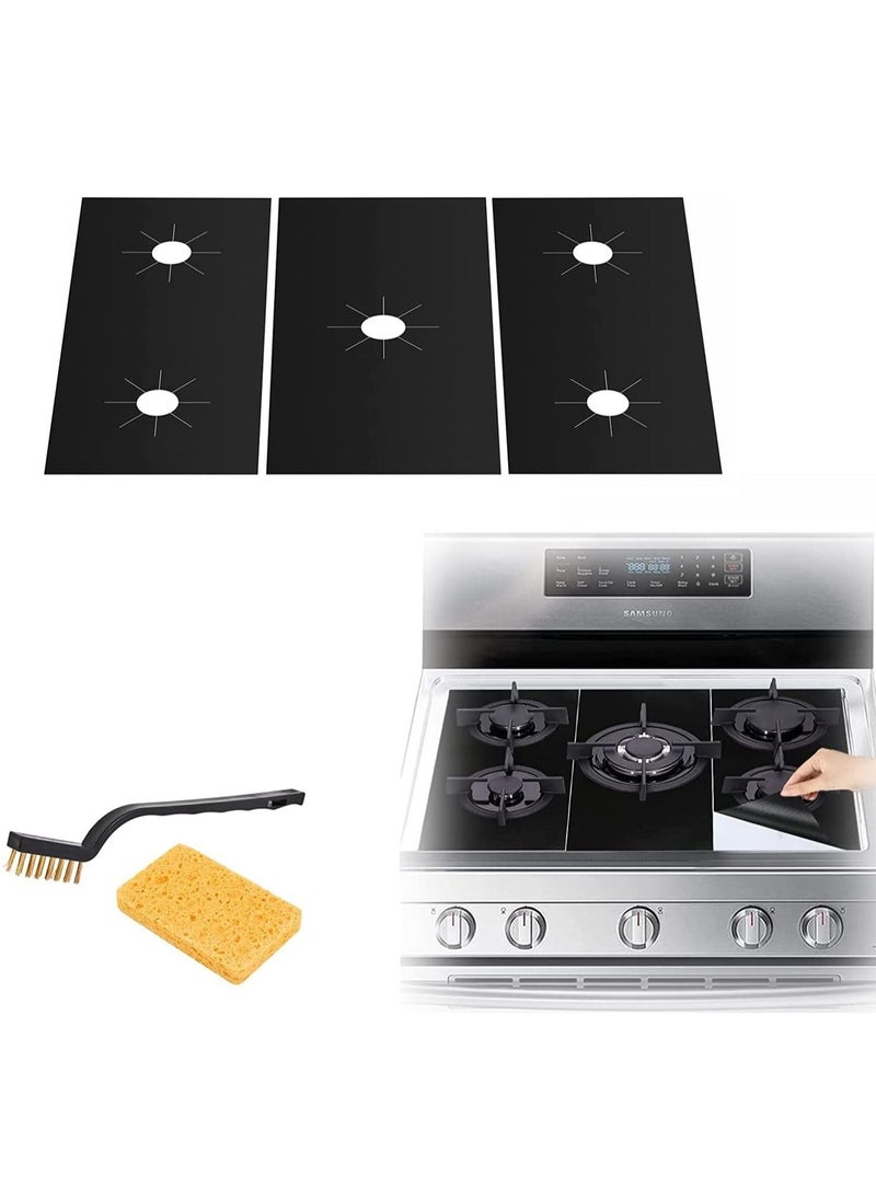 SYOSI 3PCS Stove Covers Protectors for Gas Range(0.4 mm Thick) Extra Long 32" Wider Burner Reusable Non-Stick Washable Guard Heat Resistant (round)  - Image 1