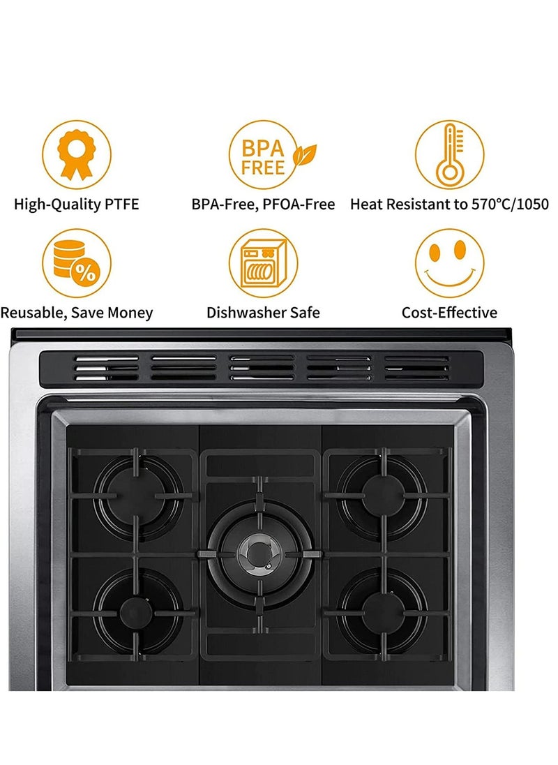 SYOSI 3PCS Stove Covers Protectors for Gas Range(0.4 mm Thick) Extra Long 32" Wider Burner Reusable Non-Stick Washable Guard Heat Resistant (round)  - Image 2
