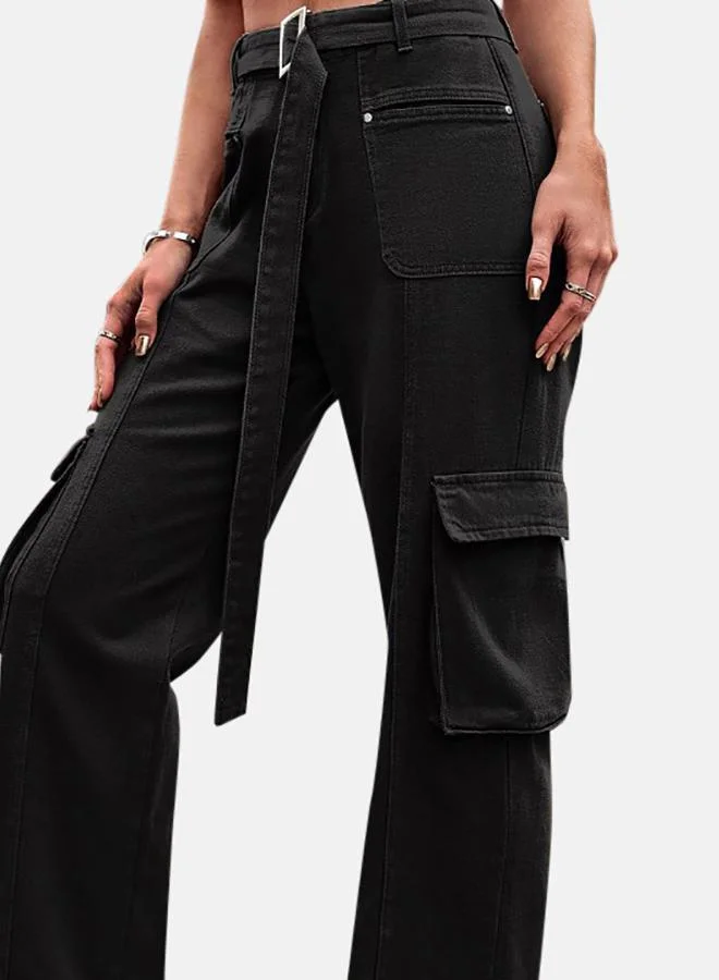 YUNIQEE Black Denim Cargo Pants